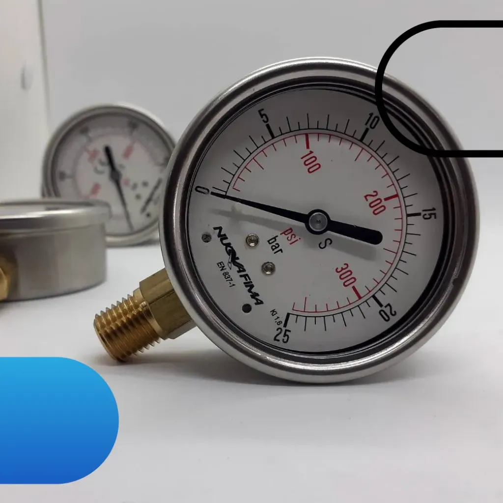 7601-02-Gauge Hydraulic-เกจ์ไฮดรอลิค หน้าปัด 4.0 นิ้ว (เกลียวล่าง 1/4" BSPT, 0-10bar)